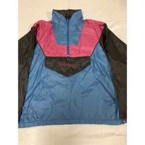 Vintage Reebok Windbreaker Jacket Men's Large Blue Black Nylon Embroidered